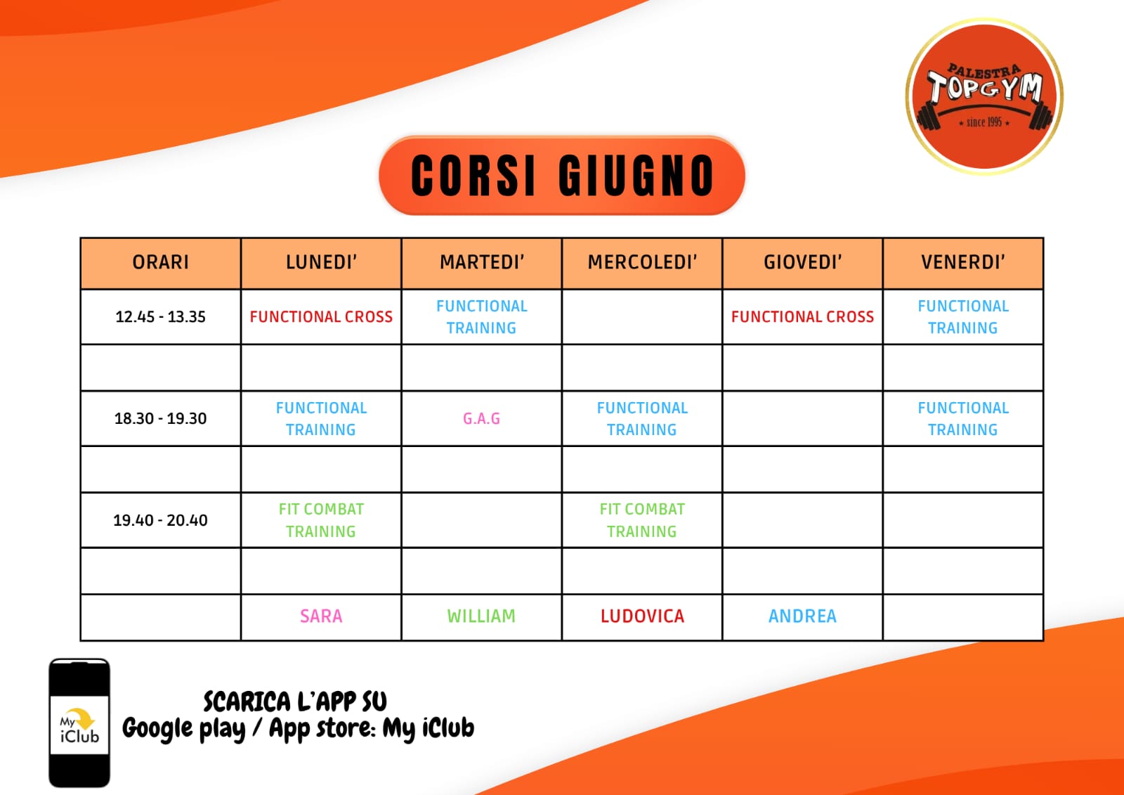 Stampa gli orari dei corsi